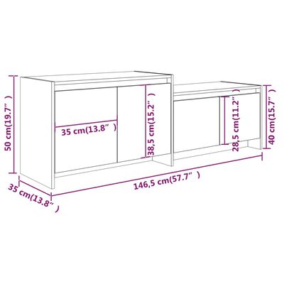 vidaXL Meuble TV Noir 146,5x35x50 cm Bois d'ingénierie