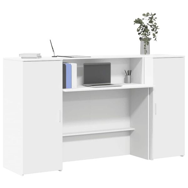 vidaXL Bureau de r&eacute;ception Blanc 180x50x103,5 cm Bois d'ing&eacute;nierie