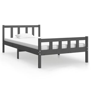 vidaXL Cadre de lit sans matelas gris bois massif 100x200 cm