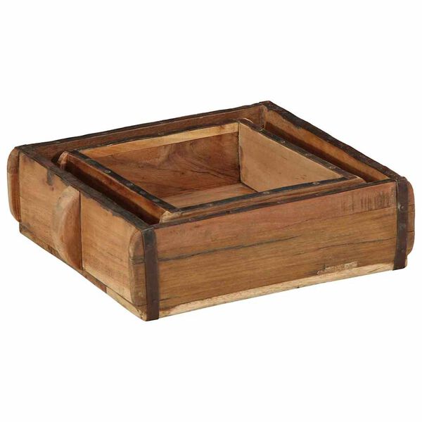 vidaXL Plateau 2 pcs Marron 29 x 31 x 10 cm Bois Recycl&eacute; Solide