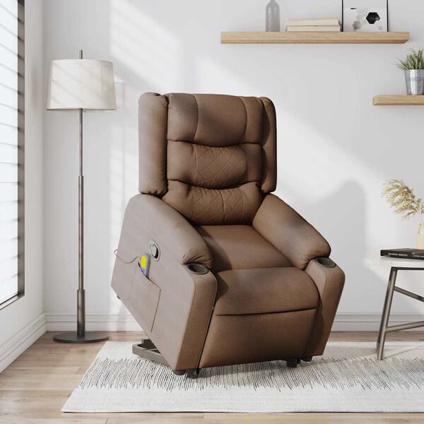 vidaXL Fauteuil de massage inclinable Marron Tissu