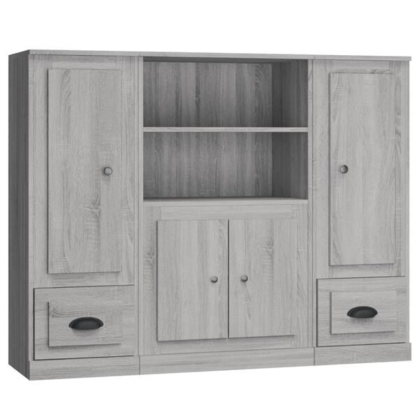 vidaXL Buffets 3 pcs sonoma gris bois d'ing&eacute;nierie