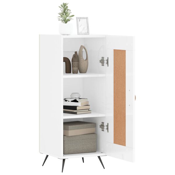 vidaXL Buffet Blanc brillant 34,5x34x90 cm Bois d'ing&eacute;nierie