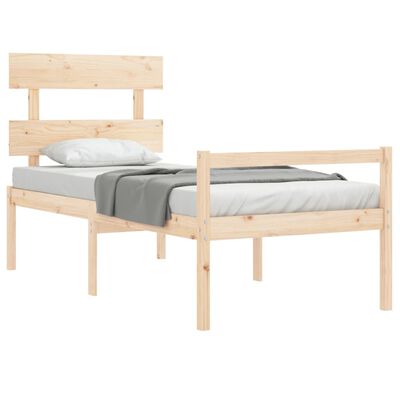 vidaXL Lit pour personne âgée et tête de lit 90x200 cm bois massif