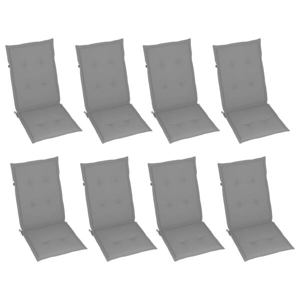 vidaXL Chaises inclinables de jardin et coussins lot de 8 Gris Acacia