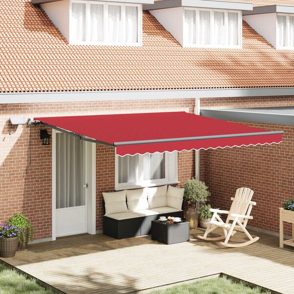 vidaXL Auvent R&eacute;tractable Rouge 400 &times; 300 cm tissu
