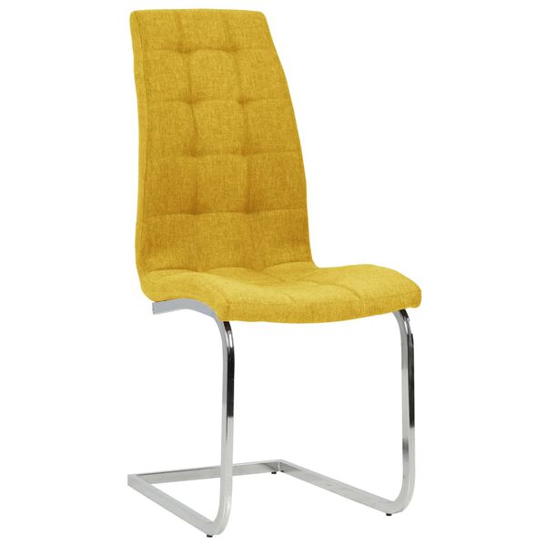 vidaXL Chaises &agrave; manger cantilever lot de 4 jaune tissu
