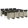 vidaXL Ensemble &agrave; manger de jardin et coussins 9 pcs gris clair rotin