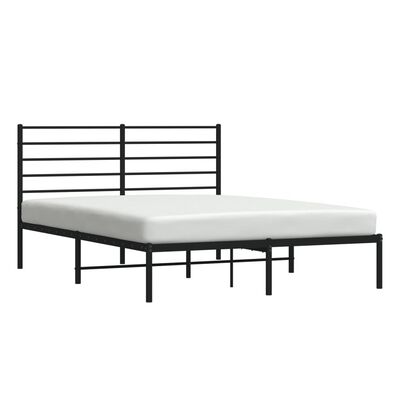 vidaXL Cadre de lit métal sans matelas avec tête de lit noir 150x200cm