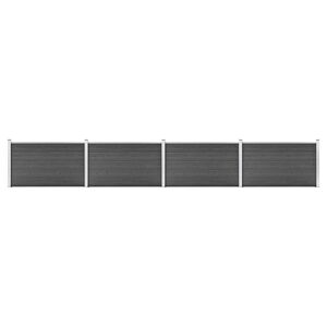 vidaXL Ensemble de panneau de cl&ocirc;ture WPC 699x105 cm Noir