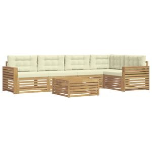 vidaXL Ensemble de canap&eacute;s d'ext&eacute;rieur 6 pc Blanc et cr&egrave;me Polyester