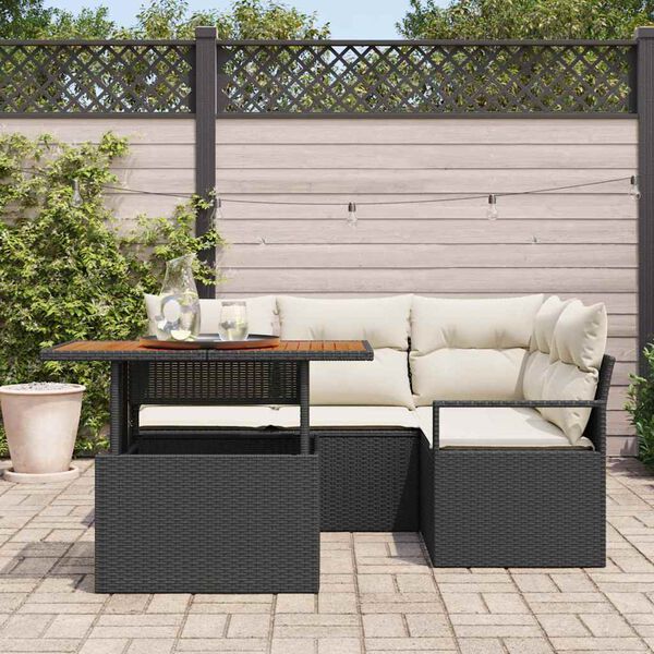 vidaXL Ensemble de salle &agrave; manger pour jardin 5 pcs Noir et Cr&egrave;me