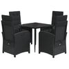 vidaXL Ensemble &agrave; manger de jardin coussins 5pcs Noir R&eacute;sine tress&eacute;e