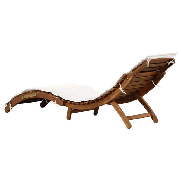 vidaXL Chaise longue avec coussins cr&egrave;me bois massif acacia