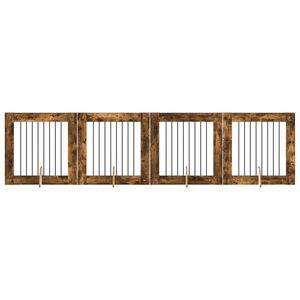 vidaXL Portillon pour chien avec supports 4 pcs Ch&ecirc;ne fum&eacute; 80 x 80 cm