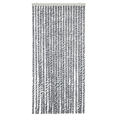 vidaXL Rideau anti-mouches gris et noir et blanc 90x220 cm chenille