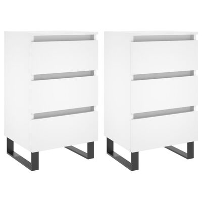 vidaXL Tables de chevet 2 pcs blanc 40x35x69 cm bois d’ingénierie