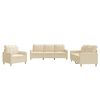 vidaXL Ensemble de canap&eacute;s 3 pcs avec coussins Cr&egrave;me Tissu