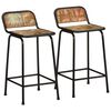 vidaXL Tabourets de bar lot de 2 46x35,5x80cm bois massif r&eacute;cup&eacute;ration