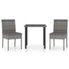 vidaXL Ensemble &agrave; manger de jardin 3 pcs R&eacute;sine tress&eacute;e Gris