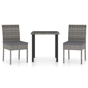 vidaXL Ensemble &agrave; manger de jardin 3 pcs R&eacute;sine tress&eacute;e Gris