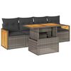 vidaXL Salon de jardin 5 pcs avec coussins gris r&eacute;sine tress&eacute;e acacia