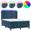 vidaXL Sommier &agrave; lattes de lit matelas et LED Bleu fonc&eacute; 140x200 cm