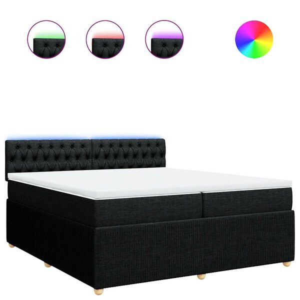 vidaXL Sommier &agrave; lattes de lit avec matelas Noir 200x200 cm Tissu