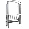 vidaXL Vo&ucirc;te de jardin avec banc Noir 128x50x207 cm Fer