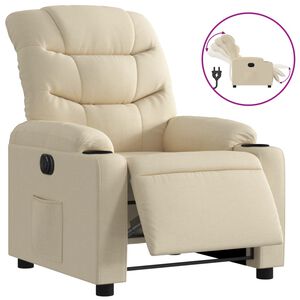 vidaXL Fauteuil inclinable &eacute;lectrique Cr&egrave;me Tissu