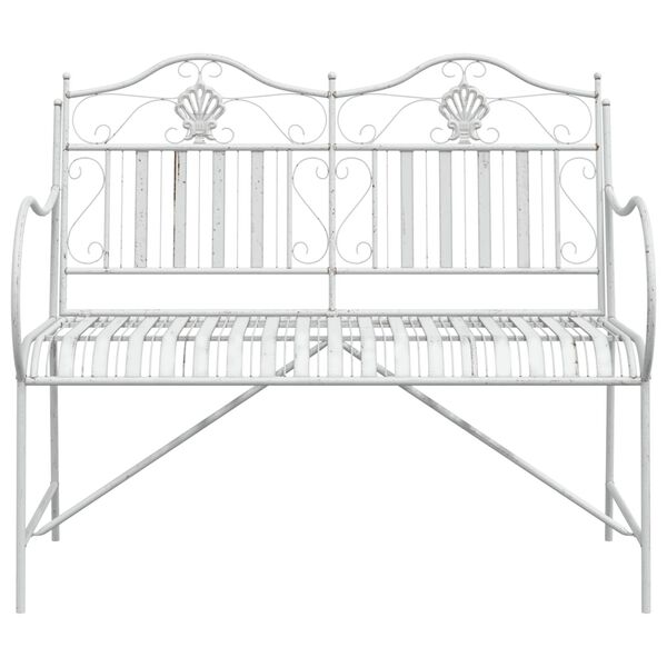 vidaXL Banc de jardin Blanc antique 103,5 x 59 x 89 cm Acier