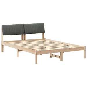 vidaXL Cadre de lit avec t&ecirc;te de lit marron et gris fonc&eacute; 135 x 190 cm