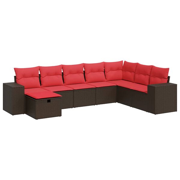 vidaXL Salon de jardin 8 pcs avec coussins marron r&eacute;sine tress&eacute;e