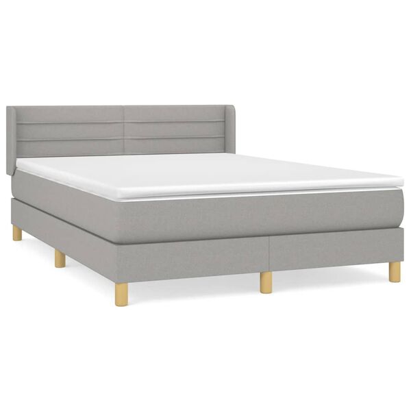 vidaXL Sommier &agrave; lattes de lit avec matelas Gris clair 140x200cm Tissu