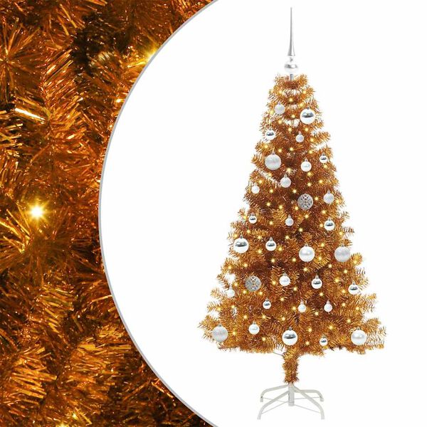 vidaXL Sapin de Noël avec 150 LED avec support Doré 150 cm PET