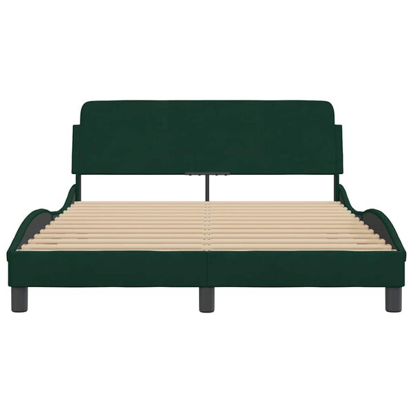 vidaXL Cadre de lit Dover vert fonc&eacute; 140x200 cm velours