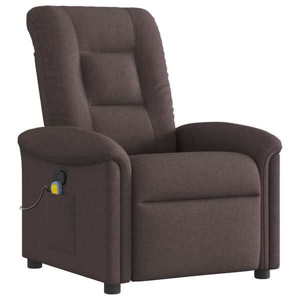 vidaXL Fauteuil de massage inclinable Marron fonc&eacute; Tissu