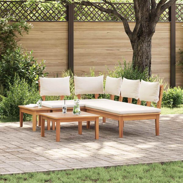 vidaXL Ensemble de canap&eacute; de jardin 4 pcs Marron et Cr&egrave;me