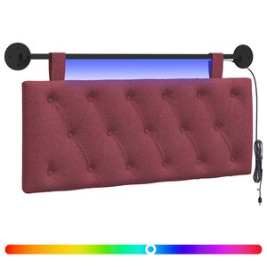 vidaXL T&ecirc;te de lit suspendue Avec lumi&egrave;re LED Bordeaux Tissu