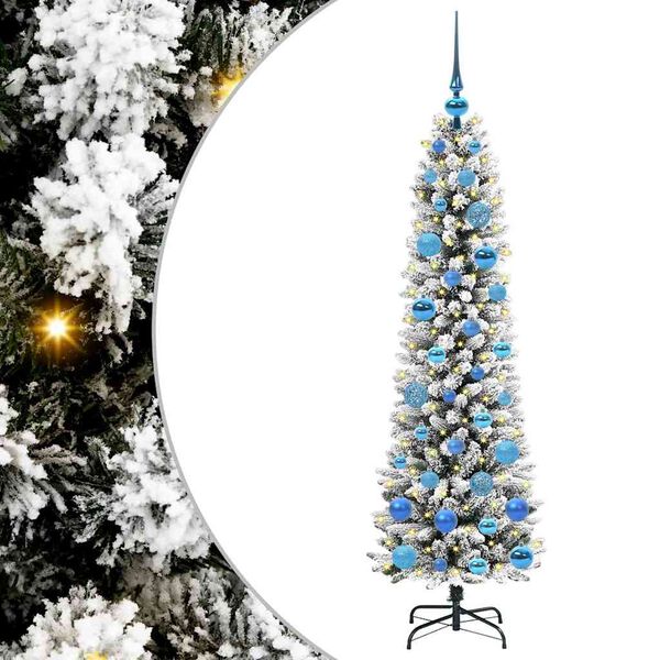 vidaXL Sapin de Noël artificiel Blanc 150 cm PVC, métal et plastique
