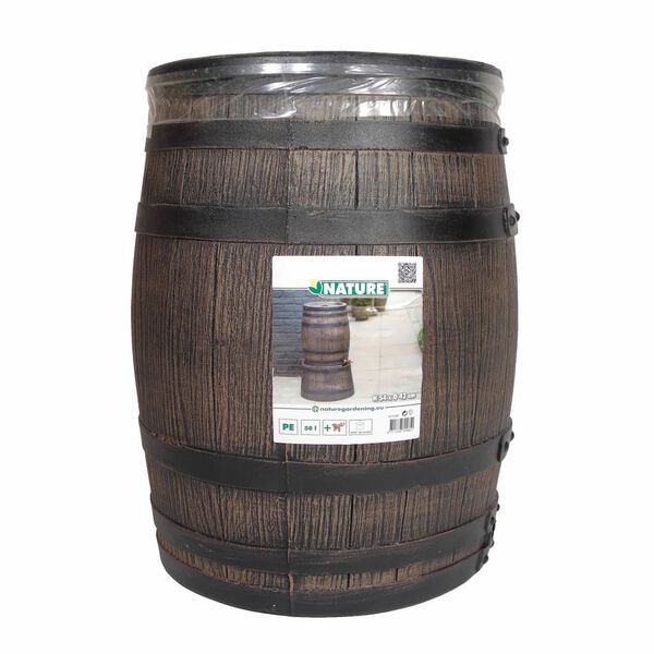 Nature R&eacute;cup&eacute;rateur d'eau avec aspect de bois 50 L 38x49,5 cm Marron