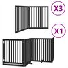 vidaXL Barri&egrave;re pour chien porte pliable 10panneaux noir bois peuplier