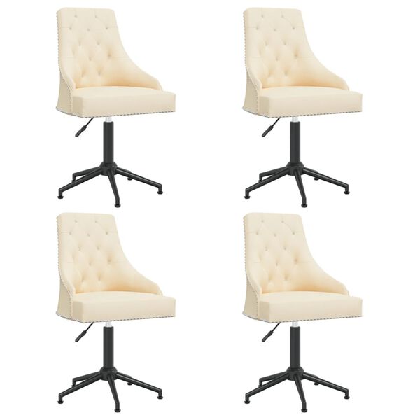vidaXL Chaises &agrave; manger pivotantes lot de 4 Cr&egrave;me Velours