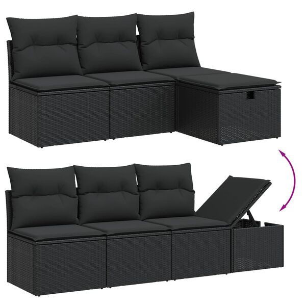 vidaXL Salon de jardin 9 pcs avec coussins noir r&eacute;sine tress&eacute;e