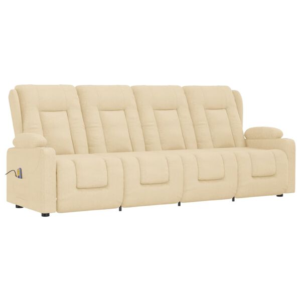 vidaXL Fauteuil de massage inclinable et porte-gobelets 4 places crème