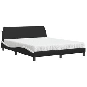 vidaXL Lit avec matelas Dover noir et blanc 160x200 cm similicuir
