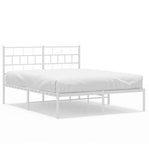 vidaXL Cadre de lit m&eacute;tal sans matelas et t&ecirc;te de lit blanc 120x200 cm