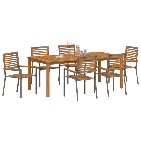 vidaXL Ensemble de salle &agrave; manger pour jardin 7 pcs Gris