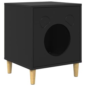 vidaXL Maison pour chat Noir 42,5 x 40 x 53 cm Bois d'ing&eacute;nierie