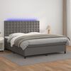 vidaXL Sommier &agrave; lattes de lit avec matelas et LED Gris 180x200 cm